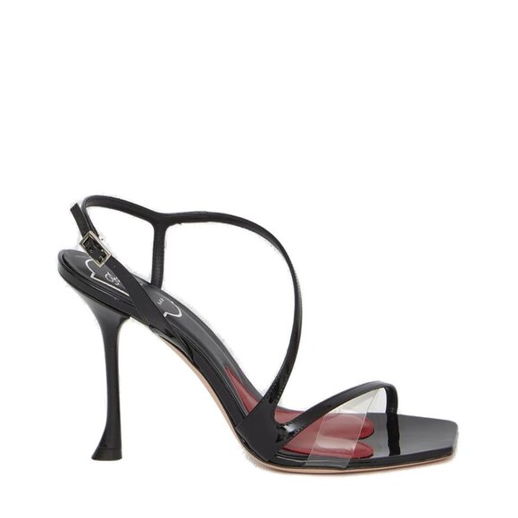 NEW ROGER VIVIER Made In Italy Patent Leather Heel Sandals black 4964tn - Picture 4 of 6